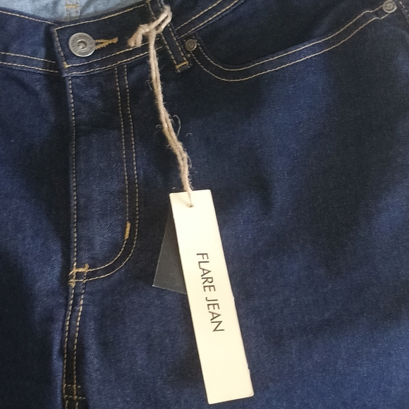 Plus Size Dark Blue Flared Jeans - Picture 4 of 6